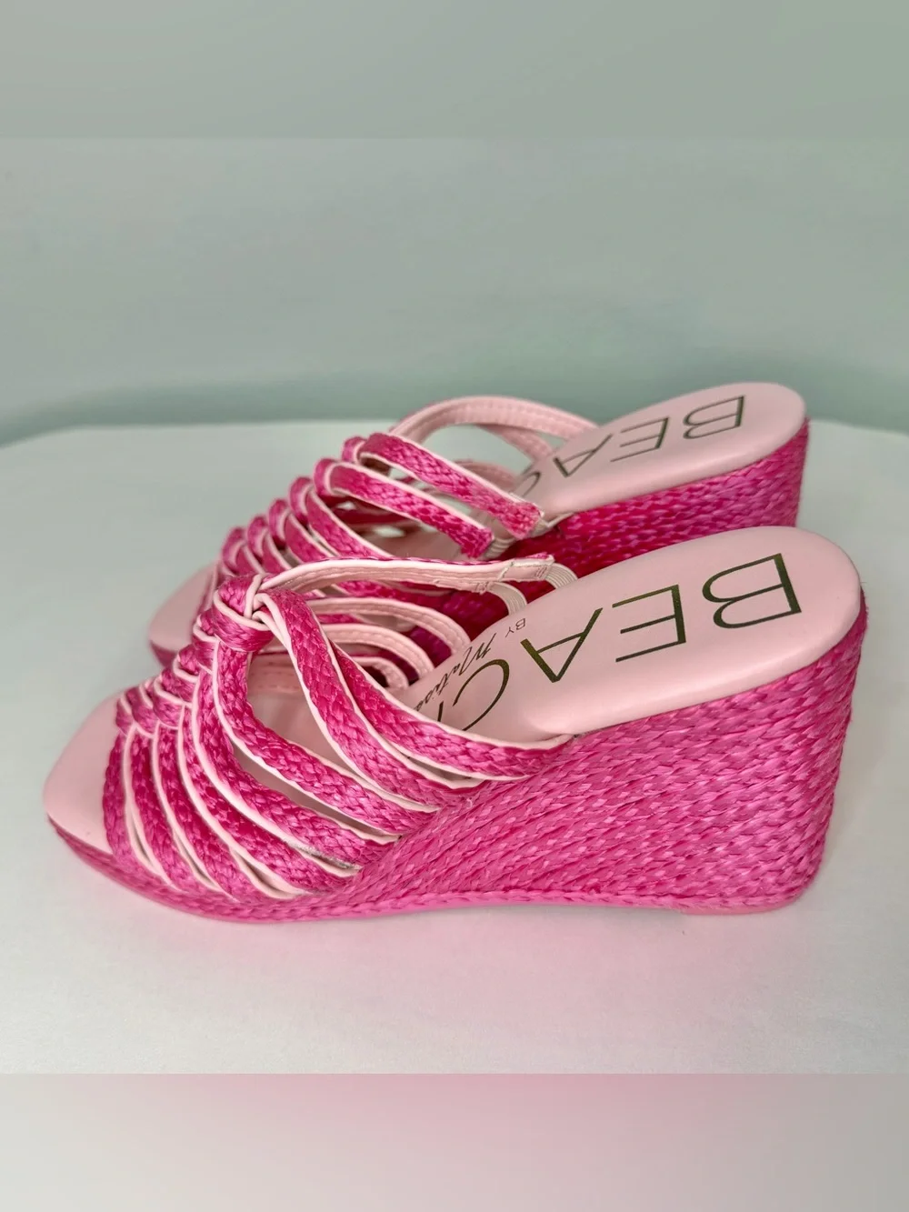 BEACH by M. Pink Woven Wedge Sandals